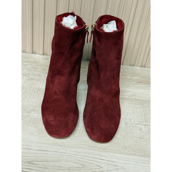 Mansur Gavriel Red Suede Heeled Ankle Boots Size 5 Women's Shoes - Picture 4 of 13
